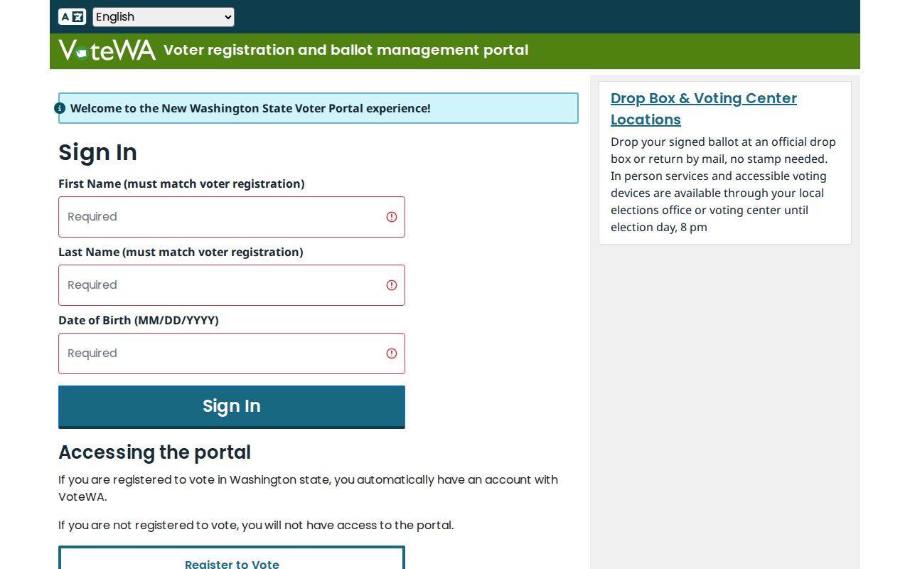 Mountlake Terrace resident lookup VoteWA self-service fields